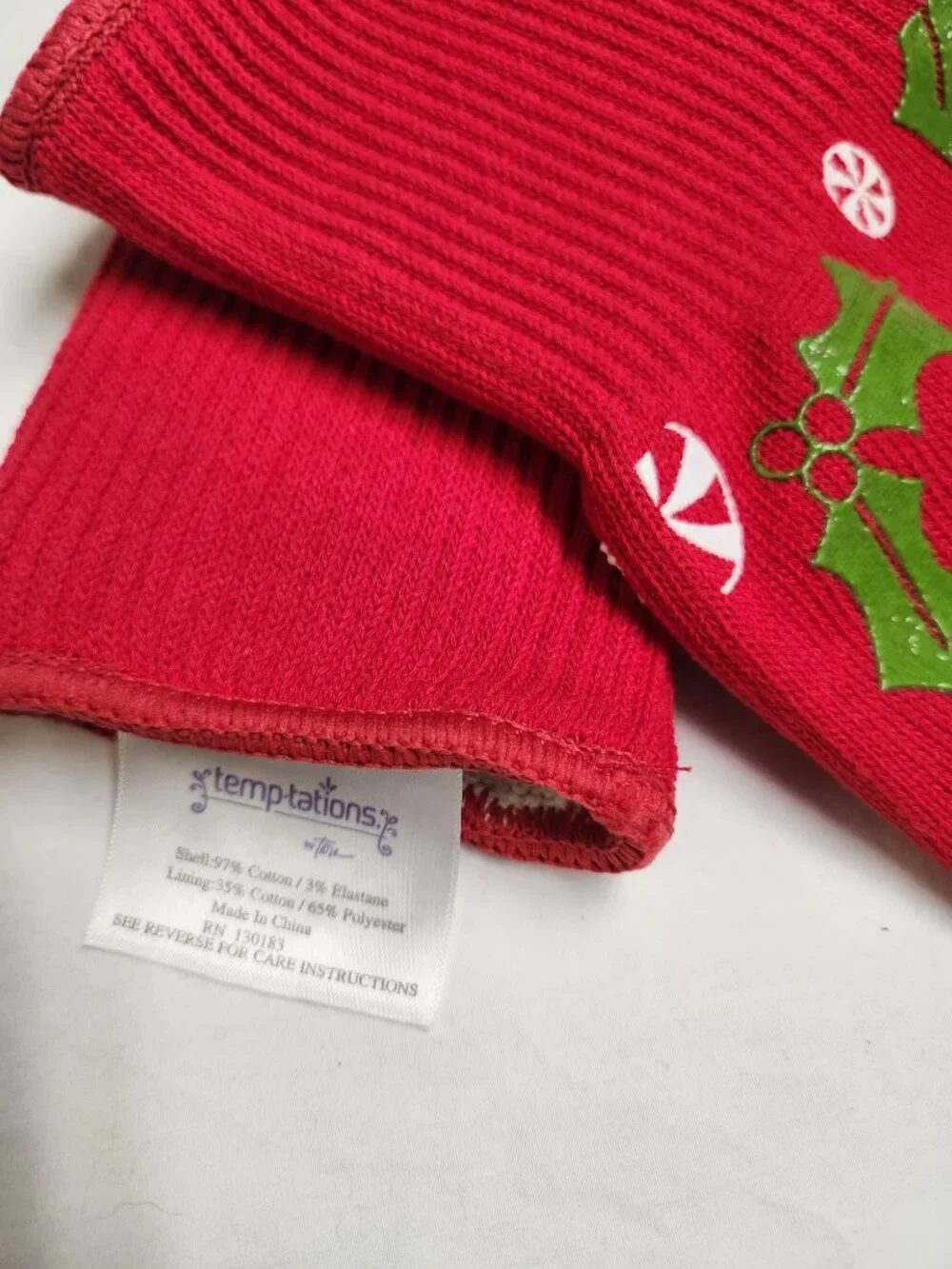 TEMPTATIONS by Tara OVEN GLOVES HOLIDAY Christmas Peppermint and Holly LARGE